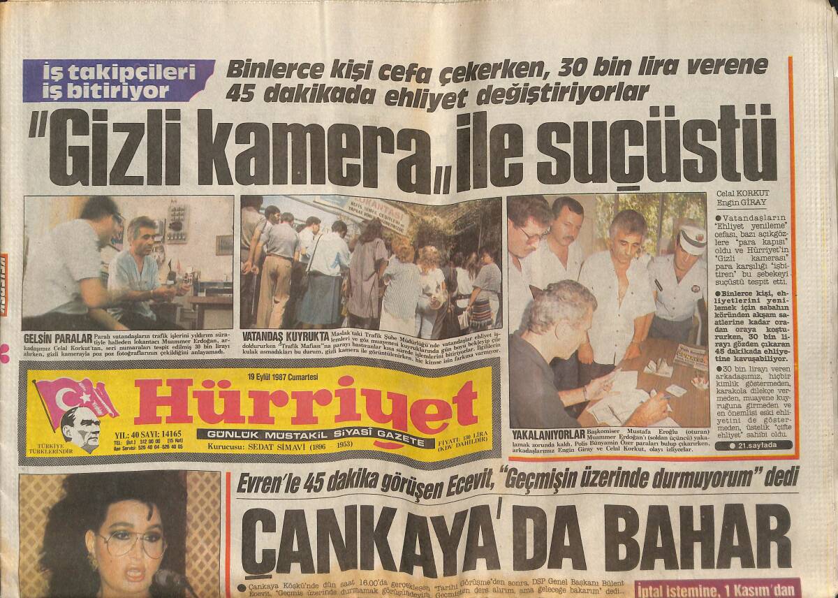 Hürriyet Gazetesi 19 Eylül 1987 - Bülent Ersoy'un Umudu Özal'da - İbrahim Tatlıses , Özgürlüğün Tadını Çıkardı... GZ142058 - 1