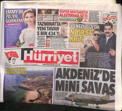 Hürriyet Gazetesi 19 Eylül 2018 - Venezuelada Nusret Krizi - Kıyıköye Hançer - Akdenizde Mini Savaş GZ124516 - 1