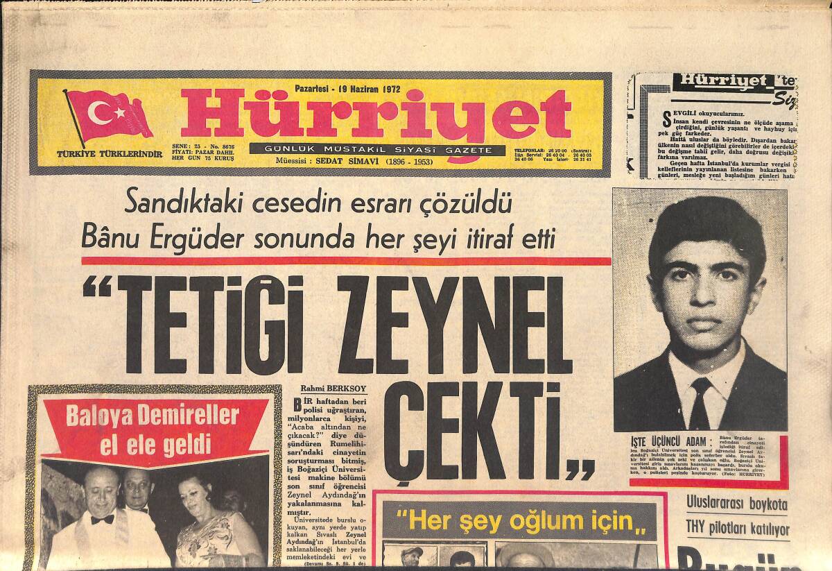 Hürriyet Gazetesi 19 Haziran 1972 - Baloya Demireller El Ele Geldi - Hacı Ömer Kültür Merkezinin Temeli Atıldı GZ156899 - 1