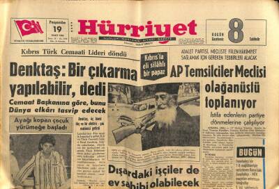 Hürriyet Gazetesi 19 Mart 1964 - Kıbrıs Türk Cemaati Lideri Döndü GZ82089 - 1