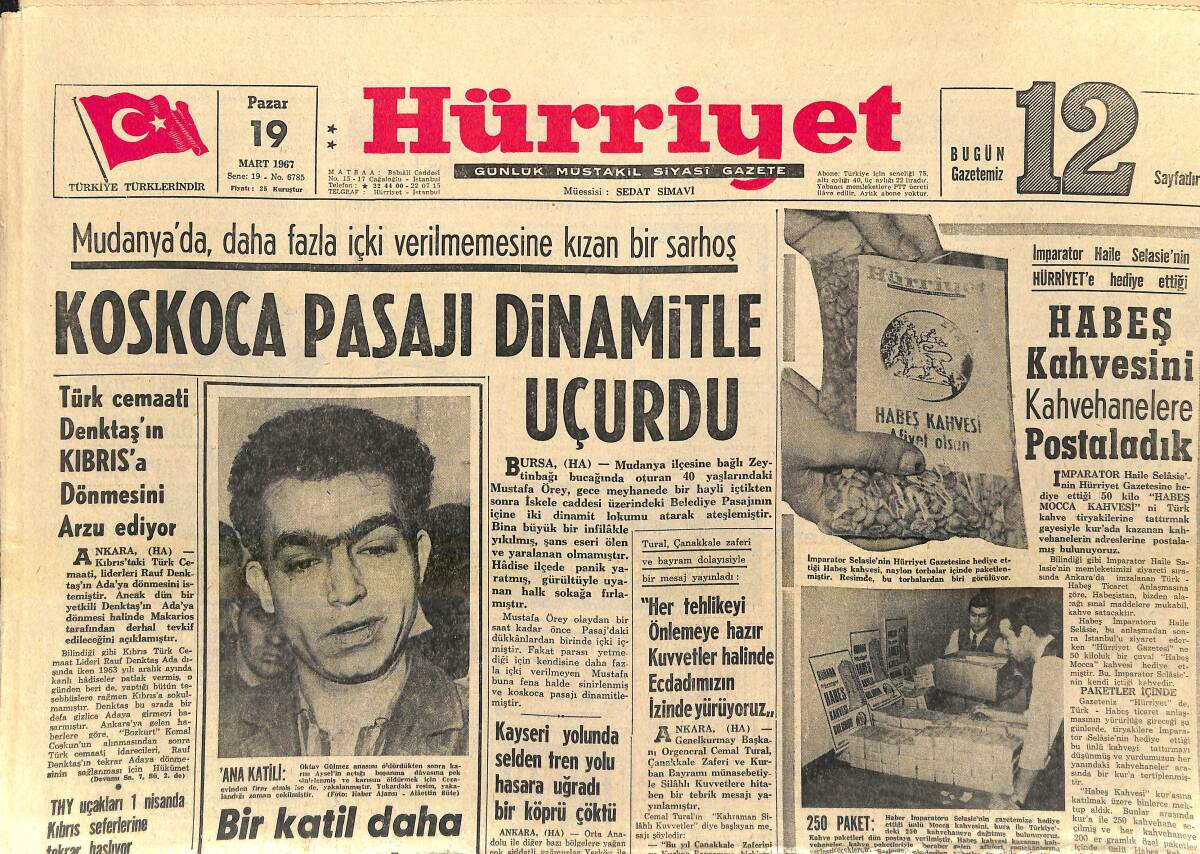 Hürriyet Gazetesi 19 Mart 1967 - Fenerbahçe'nin Kongresi Bu Sabah Yapılıyor - Türk Cemaati Denktaş'ın Kıbrıs'a Dönmesini Arzu Ediyor GZ156973 - 1