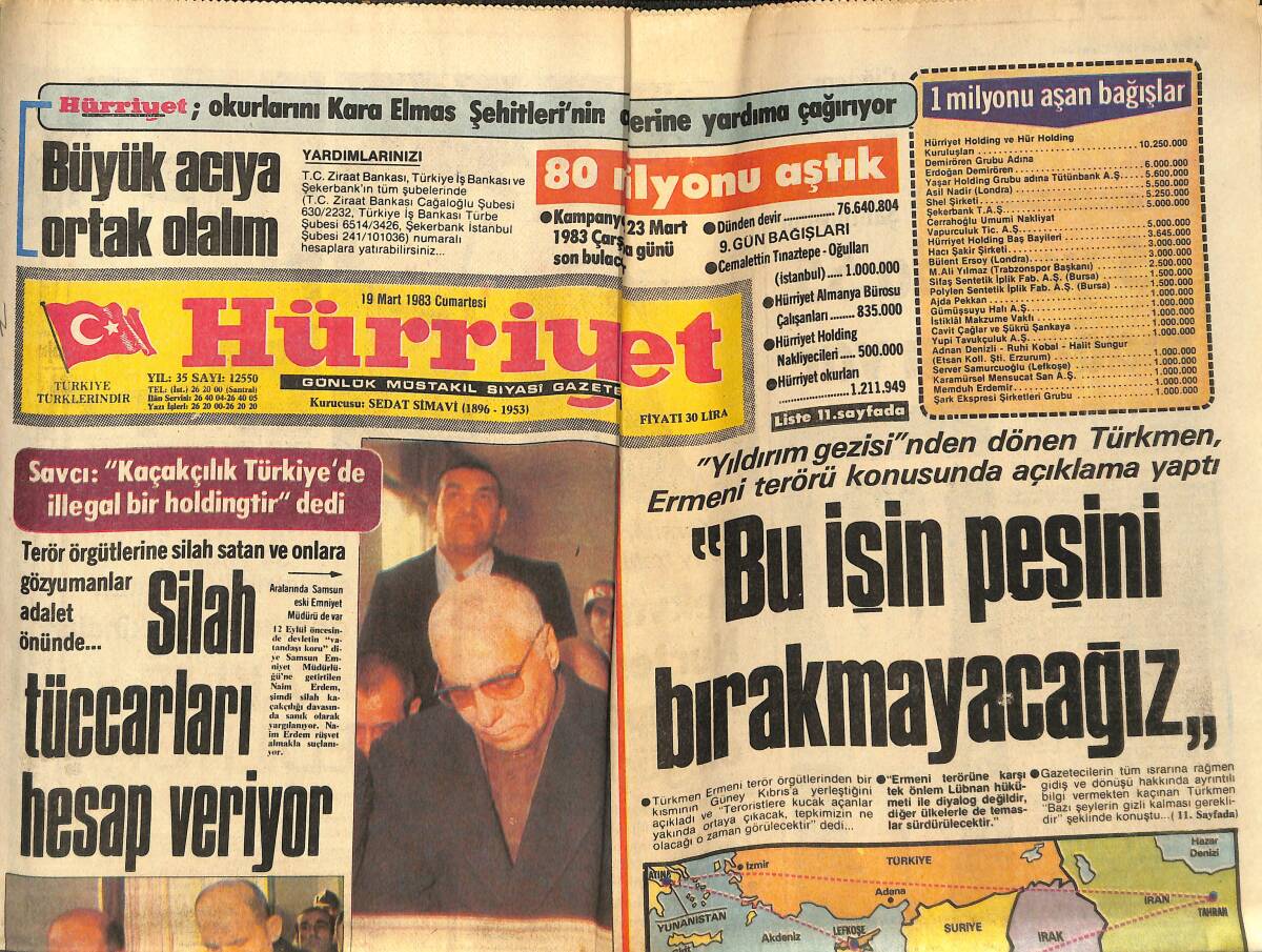 Hürriyet Gazetesi 19 Mart 1983 - 'Süperstar Ajda 83' - Teknik Okullar Yabancı Dille Öğretim Yapacak GZ142221 - 1