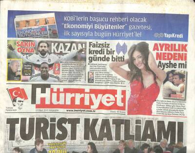 Hürriyet Gazetesi 19 Mart 2015 - Turist Katliamı, Erdoğan Obamaya Anlattım Ama Halledemedi GZ107667 - 1