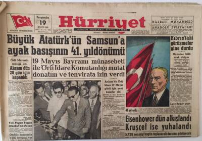 Hürriyet Gazetesi 19 Mayıs 1960 - Büyük Atatürkün Samsuna Ayak Basışının 41. Yıldönümü GZ16515 - 1
