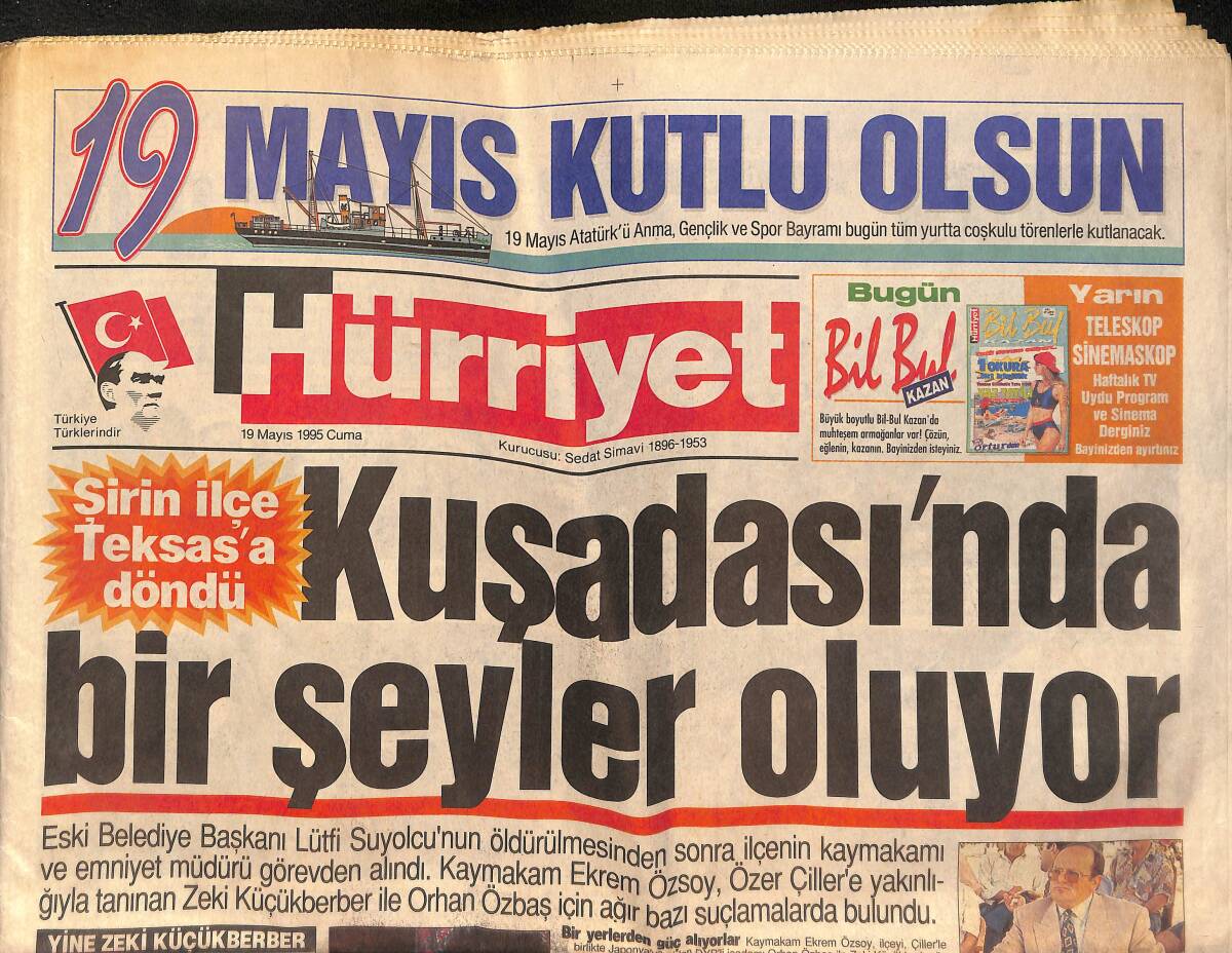 Hürriyet Gazetesi 19 Mayıs 1995 - Köln, Tahran'a Döndü -Sophie Marceau - Galatasaray Taraftarından Hakan Şükür'e Gitme Kalma Mesajı GZ132730 - 1