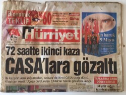 Hürriyet Gazetesi 19 Mayıs 2001 - CASA Uçağı Düştü 34 Havacı Asker Öldü , 19 Mayıs Buruk Geçti GZ16154 - 2