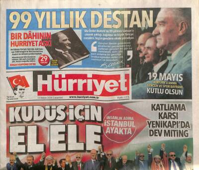 Hürriyet Gazetesi 19 Mayıs 2018 - Kudüs İçin El Ele - ABden Trump Önemli GZ125662 - 1