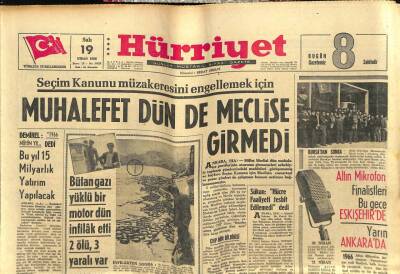 Hürriyet Gazetesi 19 Nisan 1966 - Muhalefet Dün De Meclise Girmedi GZ54981 - 1