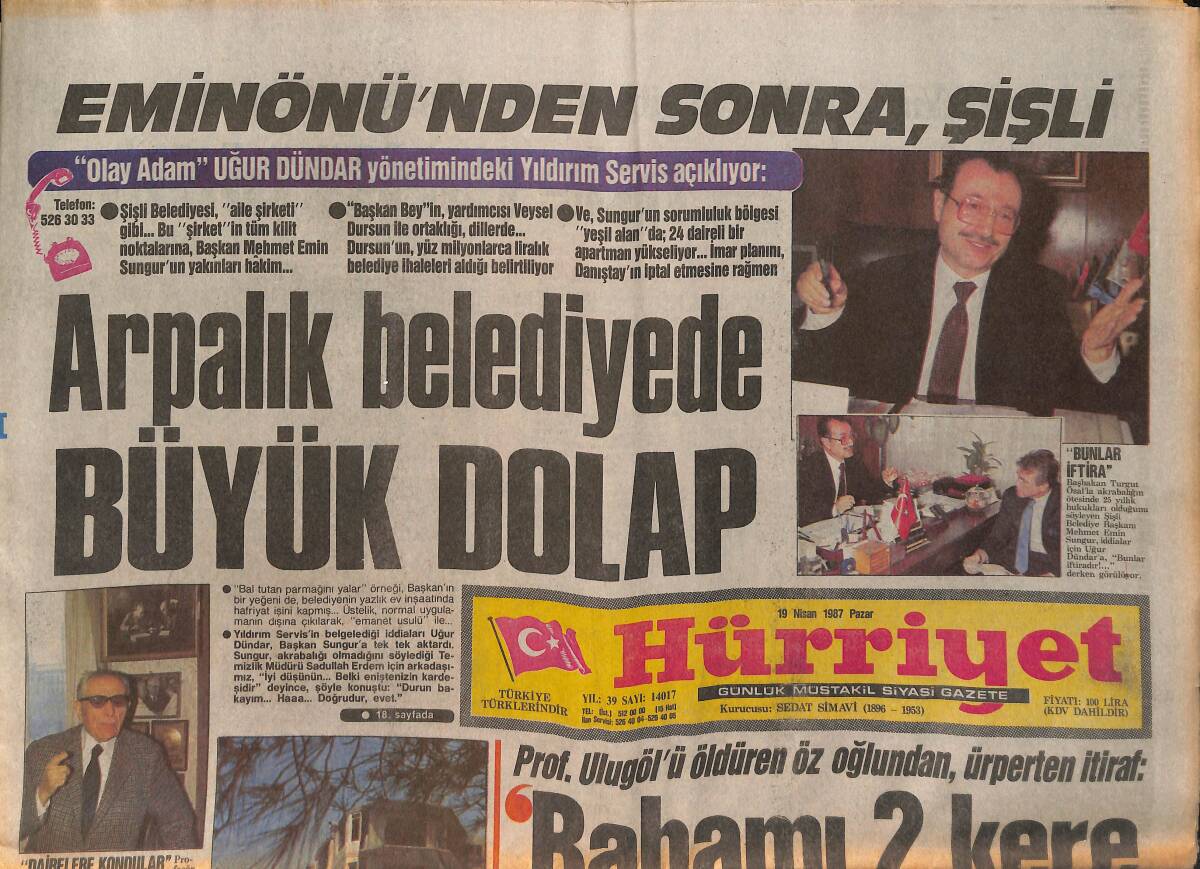 Hürriyet Gazetesi 19 Nisan 1987 - Die Welt'in İddiası : ''Üsler İçin Türkiye Amerika'yı Uyardı'' - Rıdvan Dilmen'i Ağlattılar GZ160187 - 1