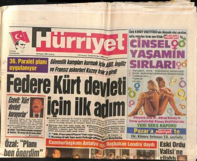 Hürriyet Gazetesi 19 Nisan 1991 - Federe Kürt Devleti İçin İlk Adım GZ84045 - 1