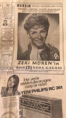 Hürriyet Gazetesi 19 Ocak 1969 - Bebek Belediye Gazinosu Dev Boy Nevin Pere Afişi * Zeki Mürenin Son 7 Galası GZ119075 - 3