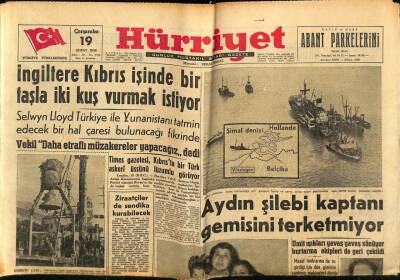 Hürriyet Gazetesi 19 Şubat 1958 - Aydın Şilebi Kaptanı Gemisini Terketmiyor GZ68961 - 1