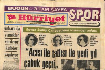 Hürriyet Gazetesi 19 Şubat 1973 - Bayan Sunay Çankayadan Taşınmayı Anlattı GZ70632 - 1