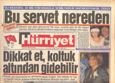 Hürriyet Gazetesi 2 Ağustos 1993 - Çillerin Eylül Operasyonu - Yakovas , Özalın Kabrinde Dua Etti GZ126285 - 1
