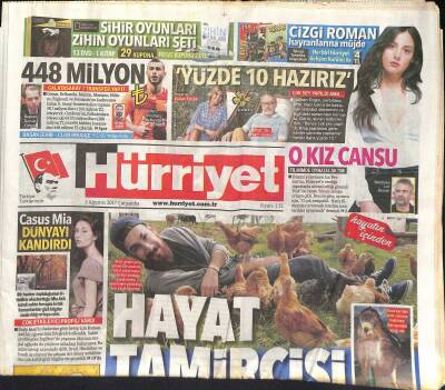 Hürriyet Gazetesi 2 Ağustos 2017 - Akıncıda Hesap Günü - Casus Mia Dünyayı Kandırdı - Ndiaye , Galatasarayın En İyi Transferi GZ124401 - 1