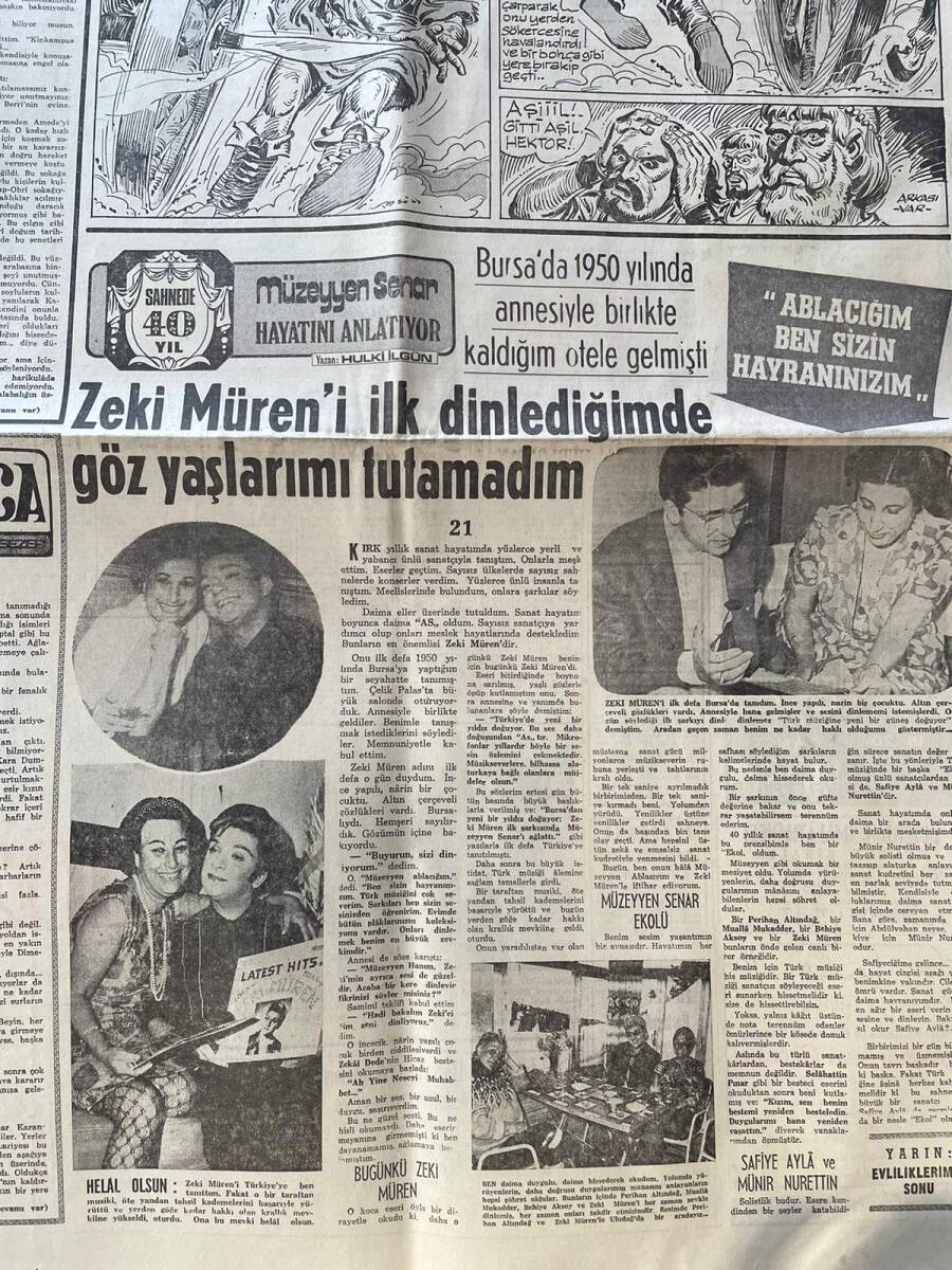 Hürriyet Gazetesi 2 Aralık 1972 - Mark Spitz, Sevgilisi Ursula Andress Uğruna Bıyığını Kesti - Müzeyyen Senar: Zeki Müren'i İlk Dinlediğimde Ağladım GZ146904 - 2