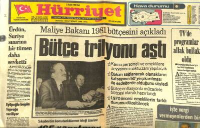 Hürriyet Gazetesi 2 Aralık 1980 - Maliye Bakanı Bütçe Trilyonu Aştı GZ99236 - 1