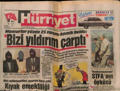 Hürriyet Gazetesi 2 Aralık 1989 - Memurlar Yüzde 25 Zammı Komik Buldu Bizi Yıldırım Çarptı GZ62386 - 2