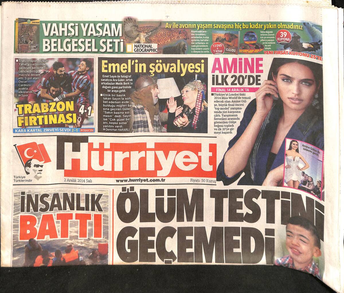Hürriyet Gazetesi 2 Aralık 2014 - Putin'den Çifte Sürpriz - Türkân Şoray Şarkıları GZ160112 - 1