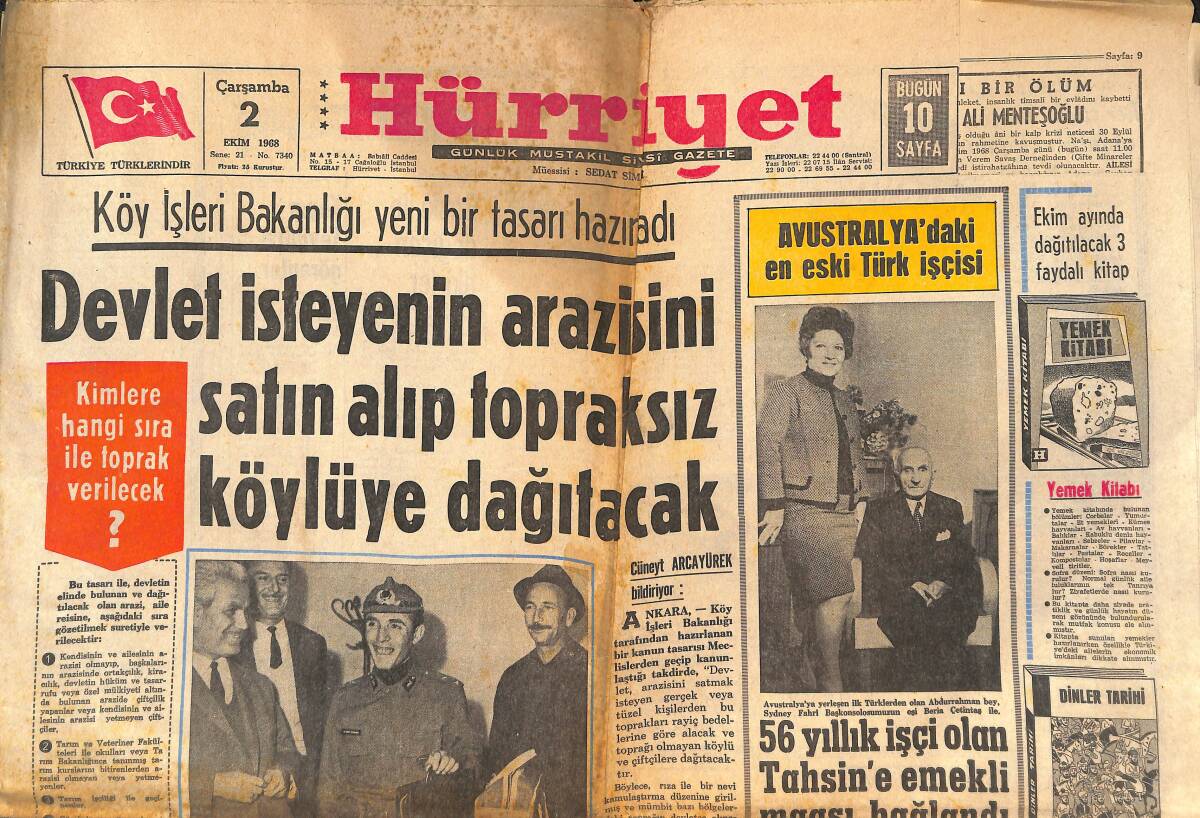 Hürriyet Gazetesi 2 Ekim 1968 - İngiltere'de Mini Etekten Vergi Alınacak - Ankara Tıp Fakültesi Açıldı Ve Boykot Başladı! GZ142253 - 1