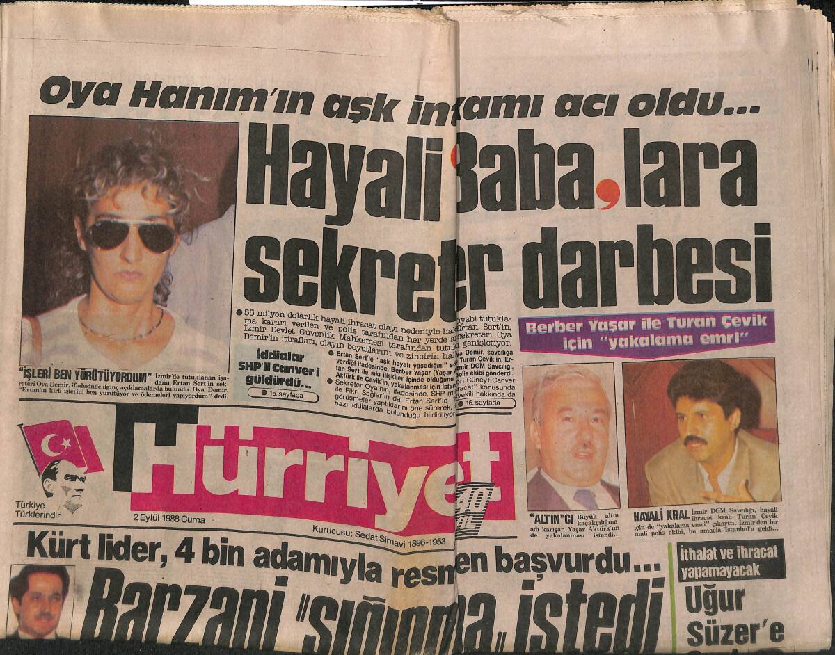 Hürriyet Gazetesi 2 Eylül 1988 - Rüşdü Saraçoğlu İle Ahmet Özal Hazırlıyor - Kâğıt Darlığı İçin Önlem GZ149558 - 1