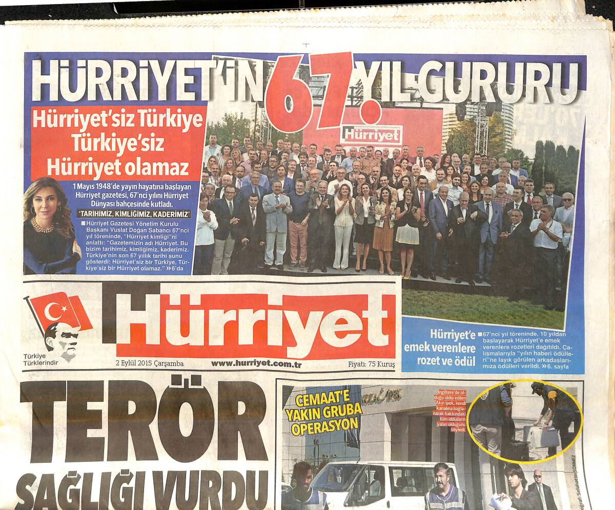 Hürriyet Gazetesi 2 Eylül 2015 - Natalia Strelchenko'nun Korkunç Sonu - Hürriyet'in 67.Yıl Gururu GZ159683 - 1