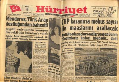 Hürriyet Gazetesi 2 Haziran 1957 - CHP Kazanırsa Mebus Sayısı İle Maaşlarını Azaltacak GZ81045 - 1