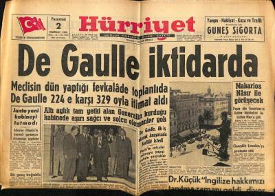 Hürriyet Gazetesi 2 Haziran 1958 - Makarios Nasır İle Görüşecek GZ68846 - 2