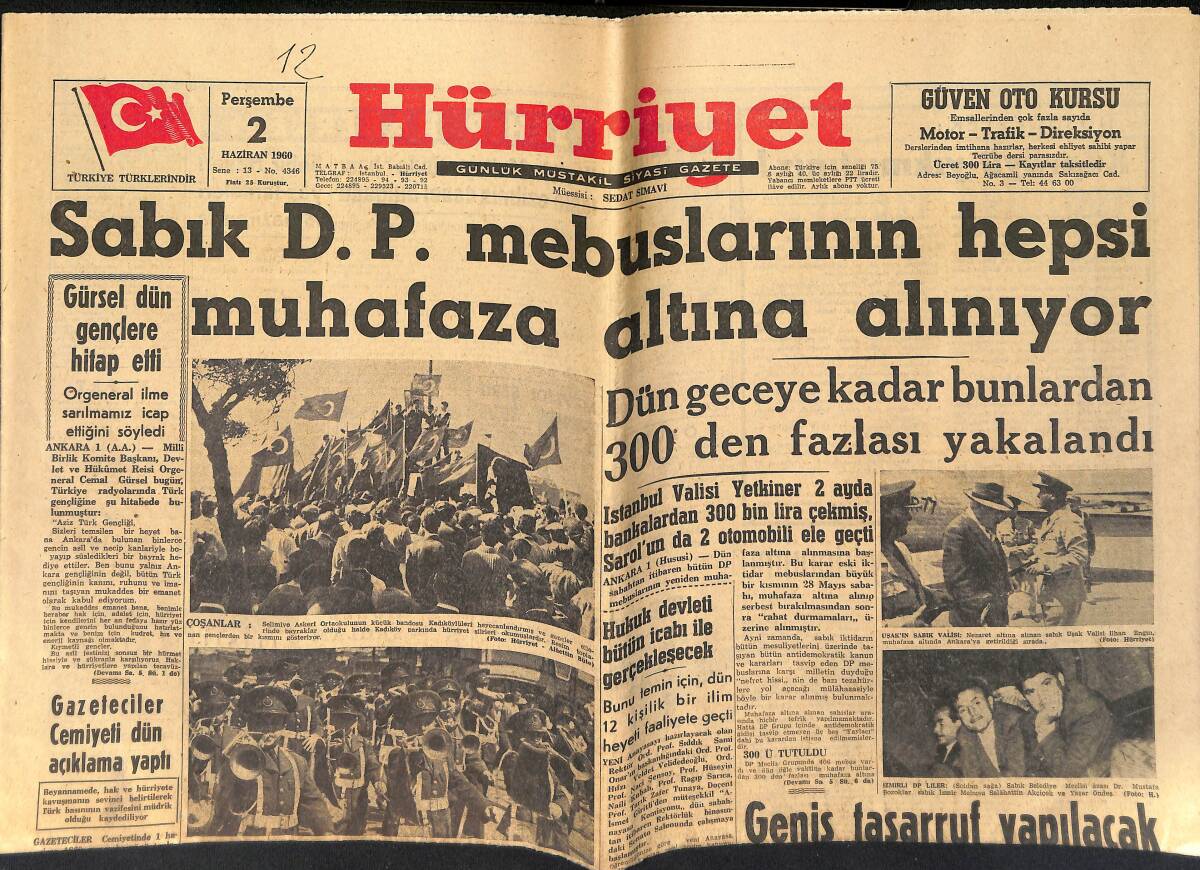 Hürriyet Gazetesi 2 Haziran 1960 - Bayar'ın Elçi Oğlu Ne Olacak ? - Topkapı Hadiseleri İle Alakalı Dava Dün Düştü GZ153970 - 1