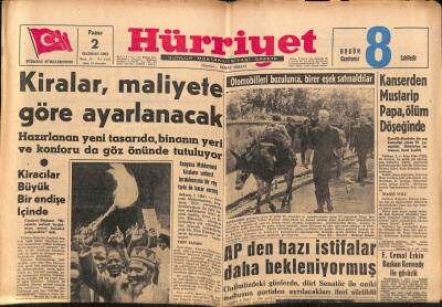 Hürriyet Gazetesi 2 Haziran 1963 - Kanserden Mustarip Papa , Ölüm Döşeğinde GZ70928 - 1