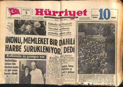 Hürriyet Gazetesi 2 Haziran 1966 - İnönü , Memleket Bir Dahili Harbe Sürükleniyor , dedi GZ119059 - 1