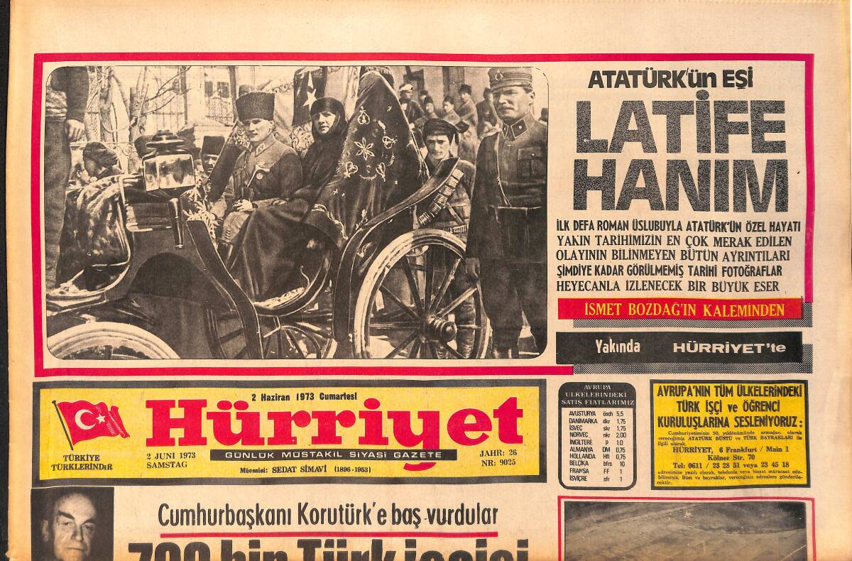 Hürriyet Gazetesi 2 Haziran 1973 - Antalya 10. Film Festivali Bugün Başlıyor - Hava Kuvvetleri 62 Yaşında GZ158259 - 1