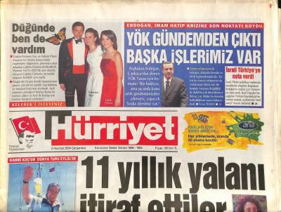 Hürriyet Gazetesi 2 Haziran 2004 - Erdoğan İmam Hatip Krizine Son Noktayı Koydu, 11 Yıllık Yalanı İtiraf Ettiler GZ97336 - 1