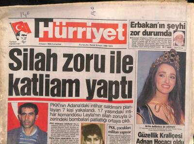 Hürriyet Gazetesi 2 Kasım 1996 - Tarkanla Mustafa Sandal Fena Kapıştılar - Güzellik Kraliçesi Pınar Tezcan , Adnan Hocacı Oldu GZ96826 - 1