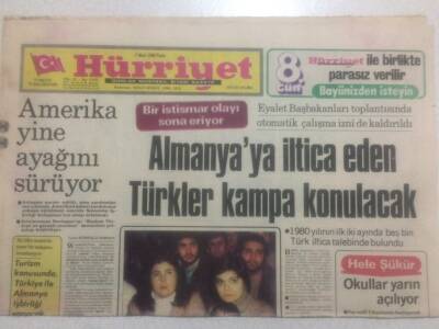 Hürriyet Gazetesi 2 Mart 1980 - Almanyaya İltica Eden Türkler Kampa Konulacak GZ38050 - 1