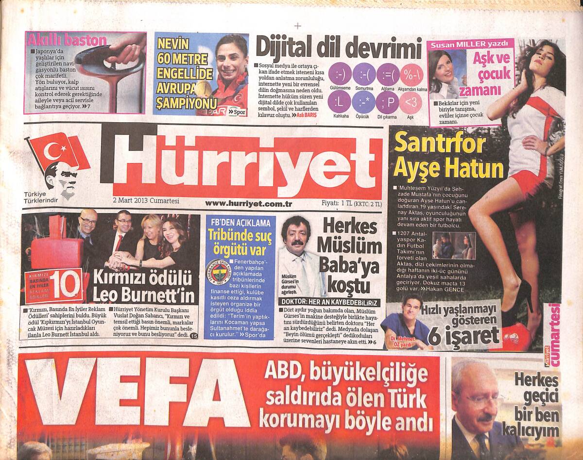 Hürriyet Gazetesi 2 Mart 2013 - Herkes Müslüm Baba'ya Koştu - AB'den İmralı Sürecine Destek GZ160210 - 1