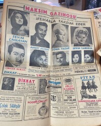 Hürriyet Gazetesi 2 Mayıs 1966 - Maksim Gazinosu Afişi * Ahmet Sezgin - Gönül Yazar - Sevim Tanürek - Sevim Çağlayan - Orhan Boran - Gülsüm Kamu GZ117903 - 2