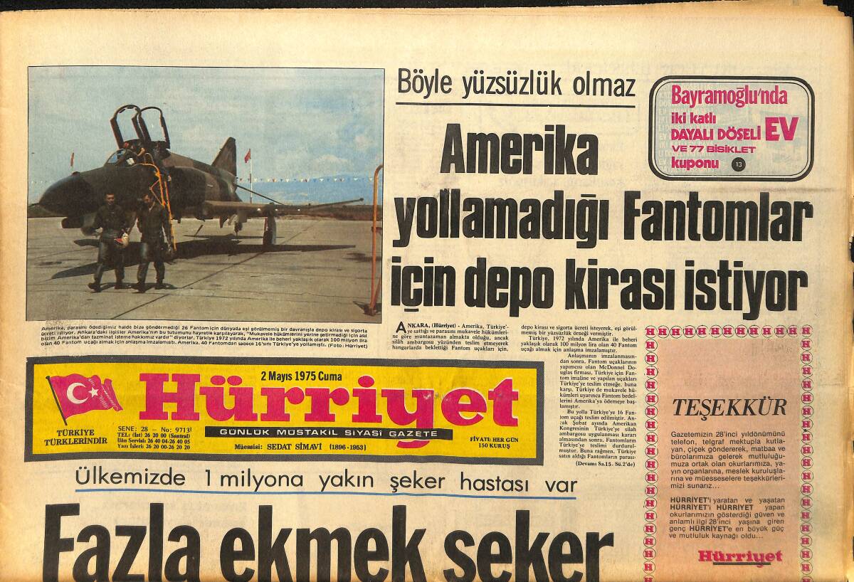 Hürriyet Gazetesi 2 Mayıs 1975 - Süreyya Kleopatra Oldu - Mintax Reklam Afişi GZ157697 - 1