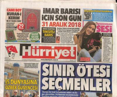 Hürriyet Gazetesi 2 Mayıs 2018 - Mossaddan Tahrana Operasyon İddiası GZ84340 - 1