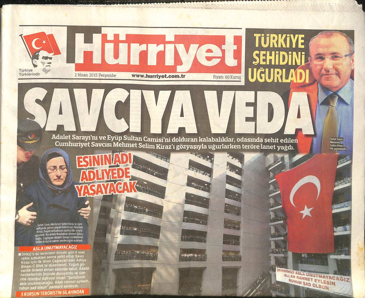 Hürriyet Gazetesi 2 Nisan 2015 - Mehmet Selim Kiraz'a Veda - Felipe Melo'dan Erken Dönüş Sinyali GZ160100 - 1