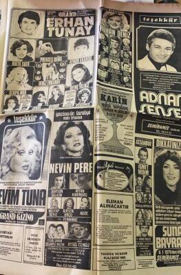 Hürriyet Gazetesi 2 Ocak 1979 - Gazino Afişleri Adnan Şenses - Erhan Tunay - Sevim Tuna - Nevin Pere GZ69178 - 2
