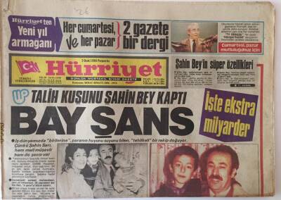 Hürriyet Gazetesi 2 Ocak 1986 - Türkiyenin İlk Milli Piyango Milyarderi Talih Kuşunu Şahin Bey Kaptı GZ16077 - 1