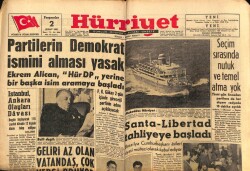 Hürriyet Gazetesi 2 Şubat 1961 - Partilerin Demokrat İsmini Alması Yasak GZ67446 - 2