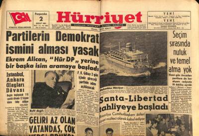 Hürriyet Gazetesi 2 Şubat 1961 - Partilerin Demokrat İsmini Alması Yasak GZ67446 - 1