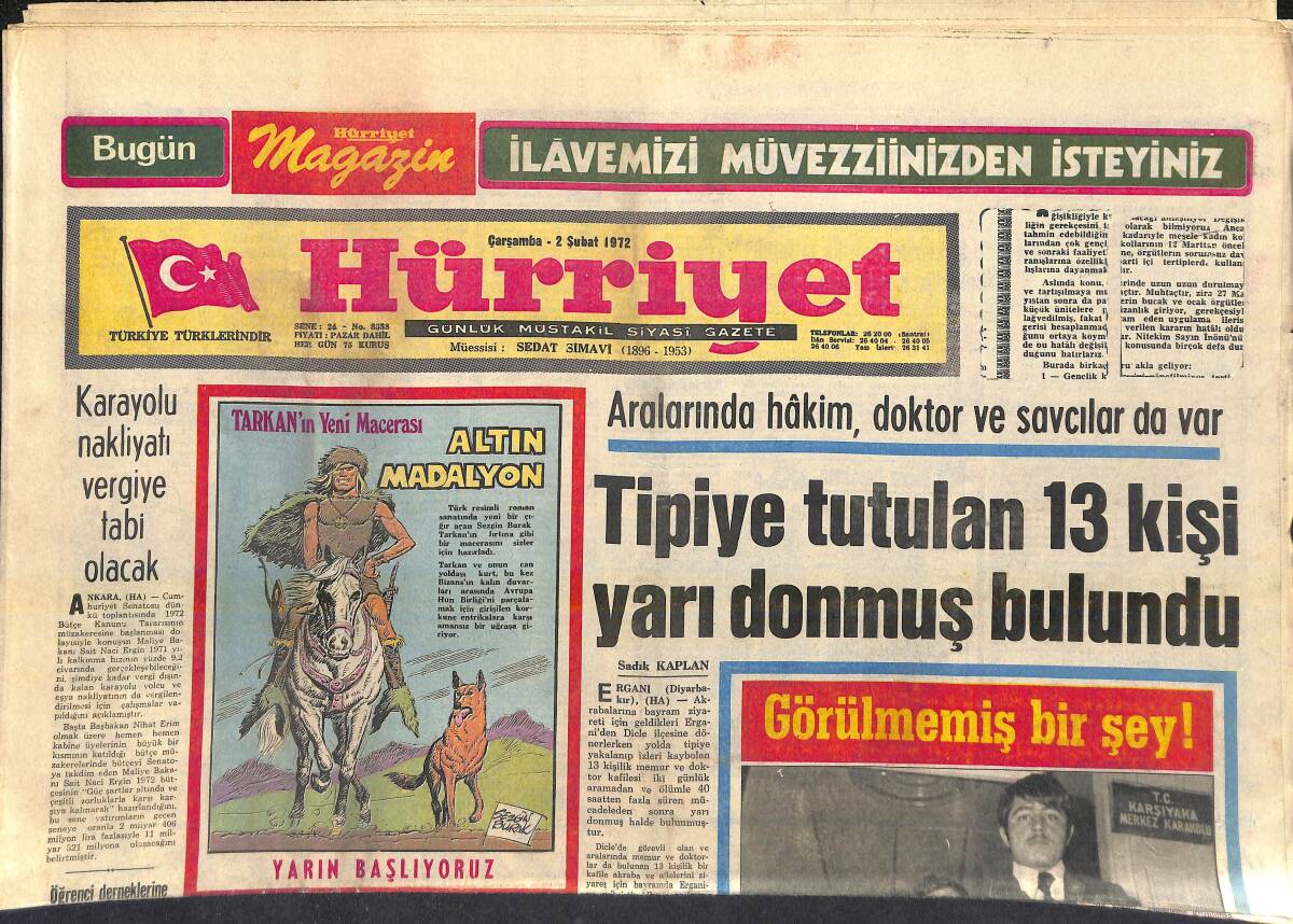 Hürriyet Gazetesi 2 Şubat 1972 - Liz, Hippi Oğlu İle Gelinini, Torunu Leyla'nın Hatırı İçin Himayesine Aldı - Verginin Olmadığı Ülke Kuveyt GZ156948 - 1