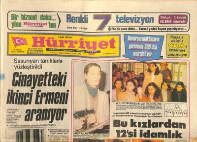 Hürriyet Gazetesi 2 Şubat 1982 - Sasunyan Tanıklarla Yüzleştirildi - Cinayetteki İkinci Ermeni Aranıyor GZ114048 - 1