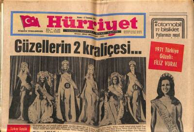 Hürriyet Gazetesi 2 Temmuz 1971 - 1971 Türkiye Güzeli Filiz Vural GZ88154 - 1