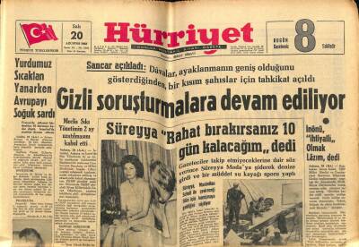 Hürriyet Gazetesi 20 Ağustos 1963 - Patrasta da Deprem Oldu GZ68812 - 2