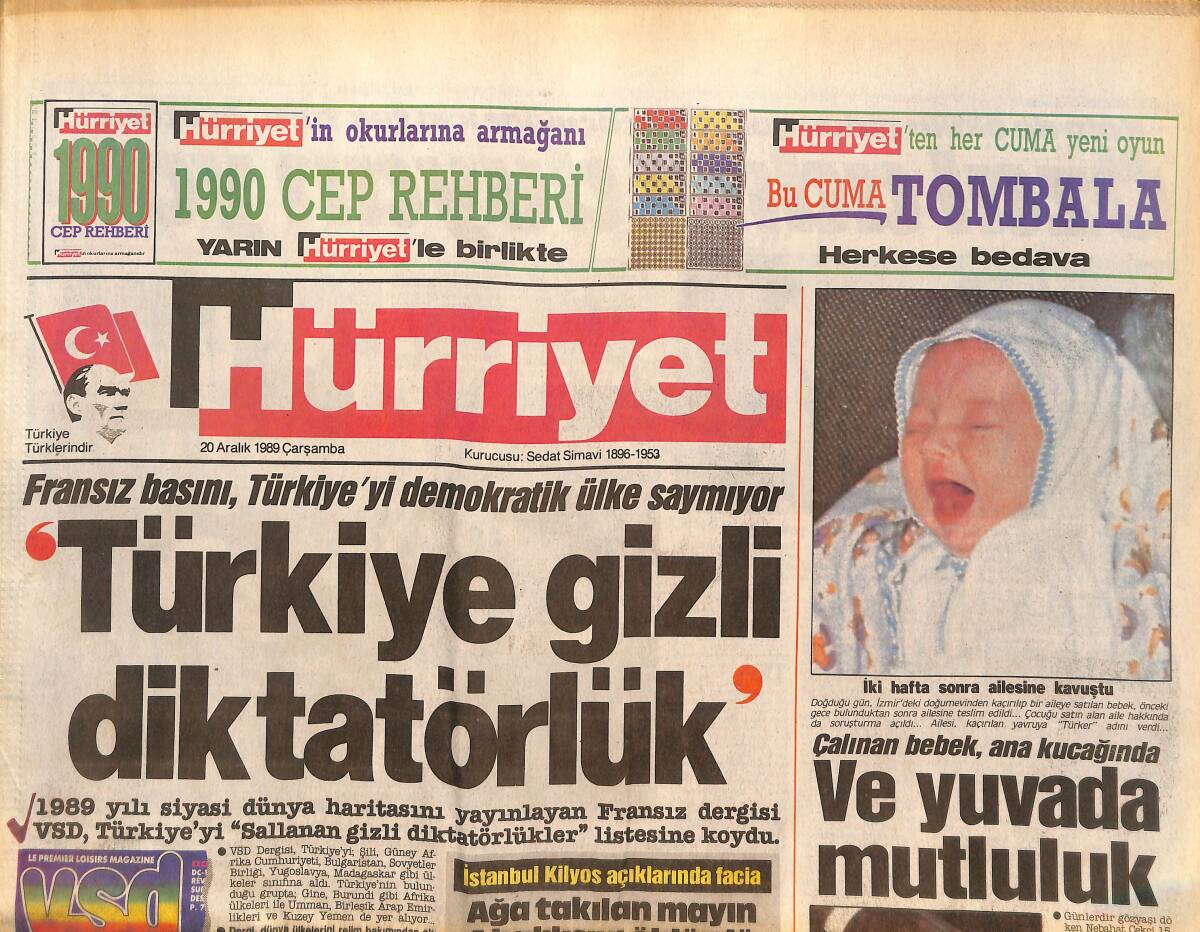 Hürriyet Gazetesi 20 Aralık 1989 - Türkan Şoray 201. Filmine Hazırlanıyor - Bülent Ersoy'u Vuran Adama 17 Yıl Hapis İstendi GZ134202 - 1