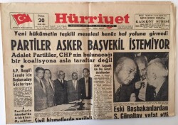 Hürriyet Gazetesi 20 Ekim 1961 - Partililer Asker Başvekil İstemiyor, AP Partililer CHP nin Bulunduğu Koalisyona Taraf Değil - GZ16431 - 1